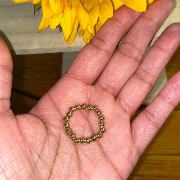 Handmade Copper Coated Round Bead Beaded Ring Set - Picture 9 of 12